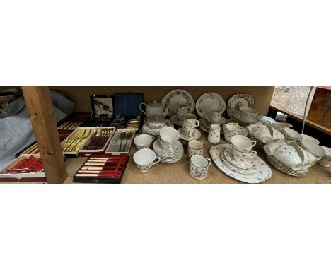 A Seyei china part tea service together with Duchess part tea services, other cups and saucers, cased cutlery etc 