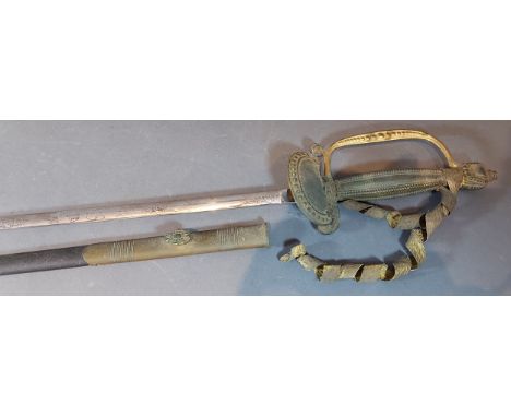 A George VI court sword with part scabbard, 79cm long blade 