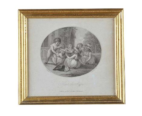 SET OF FOUR BLACK & WHITE ENGRAVINGS OF CHILDREN PLAYING, PUBLISHED BY W. PALMER, NO. 163 STRAND.LENGTH: 11 INCHES, WIDTH: 10