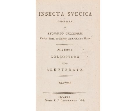 Gyllenhaal, Leonard Insecta Svecica Skara: F.J. Leverentz, 1808-1827. 4 volumes, 8vo, 19th century blue cloth gilt, a little 