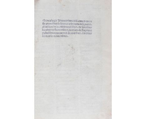 [Incunable] Boccaccio, Giovanni   Genealogie [Deorum gentilium] cum demonstrationibus informis arborum designatis. Eiusdem de