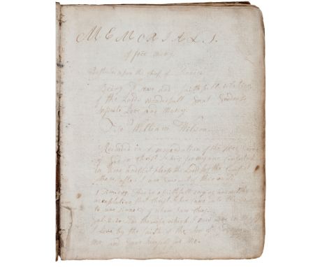 [18th century religious manuscript account] Wilson, William Memorial of Free Mercy containing 'The Particular account of the 