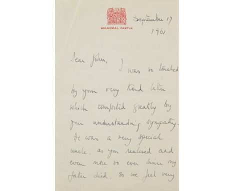 Signatures, letters and cards of well-known British figures Including Charles, Prince of Wales (b. Autograph note signed 'Cha