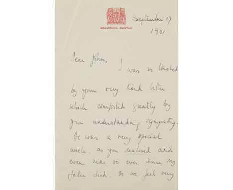 Signatures, letters and cards of well-known British figures Including Charles, Prince of Wales (b. Autograph note signed 'Cha