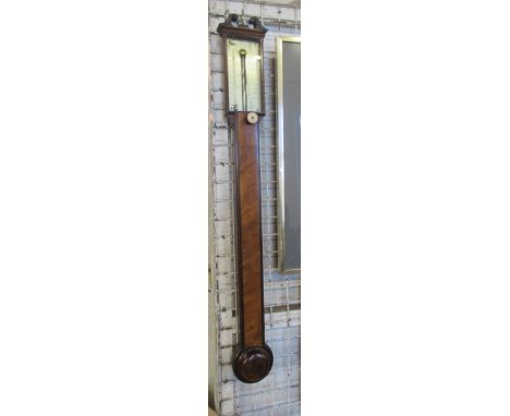 E &amp; W Smith, Liverpool, a 19th century mahogany stick barometer with mercury filled tubes