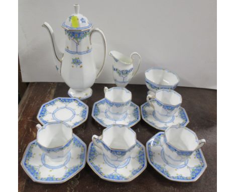 A Royal Doulton Arvon coffee set, comprising 5 cups, 6 saucers, a milk jug, sugar bowl and coffee pot