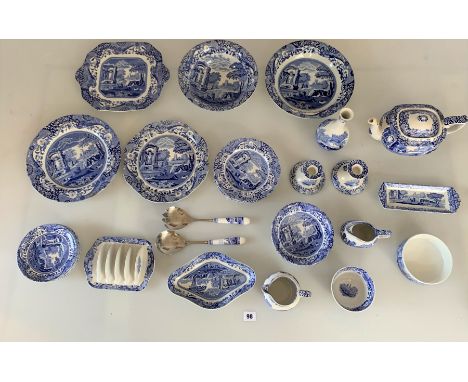 Spode ‘Italian’ blue and white 31 piece dinner and tea service comprising 2 serving bowls, serving dish, 2 plates, 4 bowls, 5