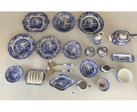 Spode ‘Italian’ blue and white 31 piece dinner and tea service comprising 2 serving bowls, serving dish, 2 plates, 4 bowls, 5