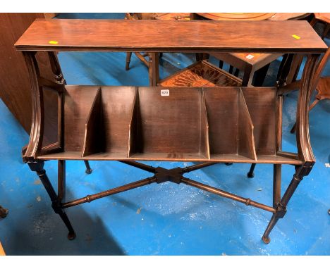 Antique Dark Wood Sectioned Book Trough On Stand, 36"W X 15"D X 33"H