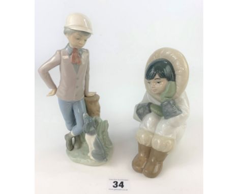 2 x Nao figures – boy with dog and Eskimo. Good condition
