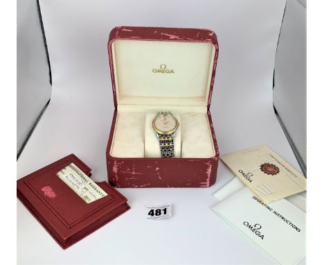 Omega Automatic Chronometer gents watch on stainless steel bracelet with extra links, original box and paperwork. Watch no. 8