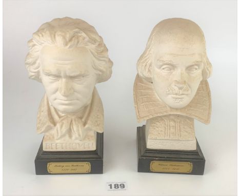 Pair of Goebel W. Germany busts of Shakespeare and Beethoven 9” high