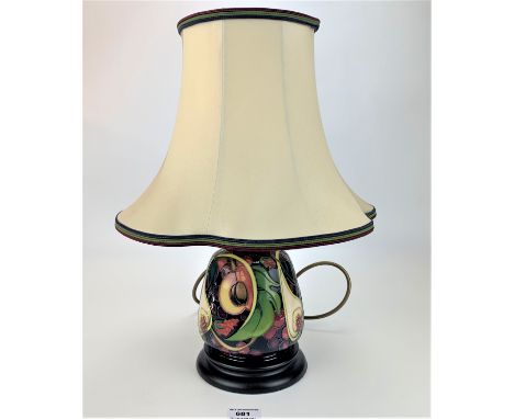 Moorcroft lamp ‘Queens Choice’ design, 7” high, with shade and fittings 16.5” high