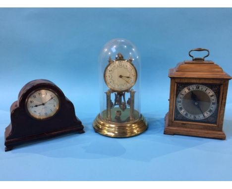 A walnut mantle clock and two others (2)