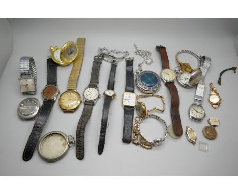 A collection of pocket watches and wristwatches including Smiths and Rotary 