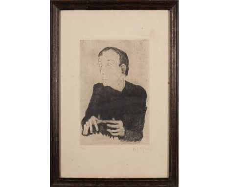 20th Century School Portrait of a man counting on his fingers Lithograph 36 x 24cm Signed and dated '23' lower right, limited