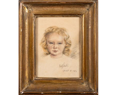 Continental School
Portrait of a young girl
Charcoal and crayon on paper
22.5 x 16.5cm

Signed lower right, dated 1952
