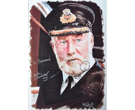 The Collection Of Bernard Hill - Titanic (1997) - Fan Art - autographed A4 print after an original painting depicting Hill as