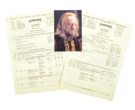 The Collection Of Bernard Hill - The Lord Of The Rings: The Two Towers (2002) - two original production used call sheets date