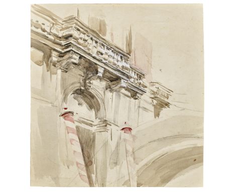 Giovanni Boldini (Italian, 1842-1931)Schizzo di balcone a Venezia signed 'Boldini' (in pencil lower left)watercolour and penc