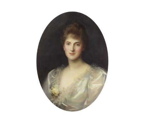 Sir Samuel Luke Fildes, RA (British, 1843-1927)Portrait of Lillian Newall oil on canvas, painted oval61 x 59cm (51 x 23 1/4in