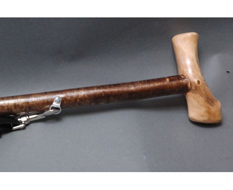 Wading stick with hazel shaft, lanyard, copper weighted end with rubber feral, 135 cm. 