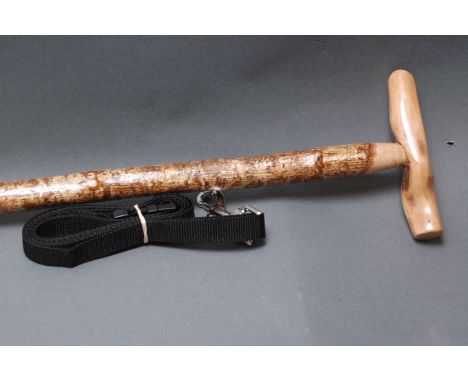 Wading stick with hazel shaft, lanyard, copper weighted end with rubber feral, 143 cm. 