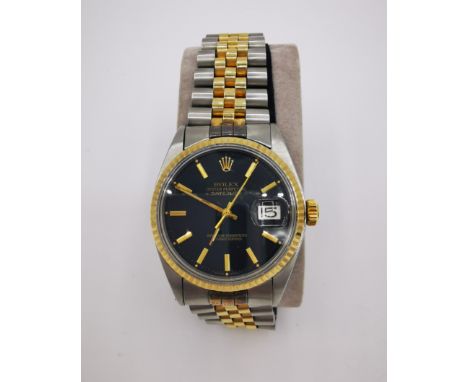 ROLEX - OYSTER PERPETUAL DATEJUST - ARMBANDUHR, Manufaktur Rolex SA / Schweiz, bicolor ( Stahl - Gold), Automatik-Uhr. Rundes