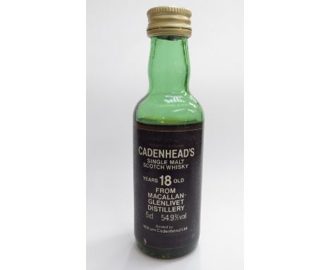 MINIATURE; Cadenhead's 18 Year Old Single Malt Scotch Whisky from Macallan-Glenlivet distillery, 54.9%, 5cl