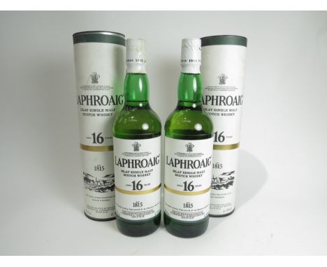 Laphroaig 16 Year Old Single Malt Scotch Whisky, Islay, Scotland, 700ml, in tube x 2