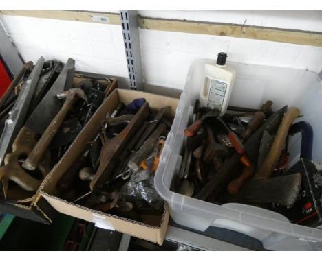 Three large boxes of old tools etc 