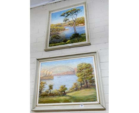 Two framed oil paintings of Sydney Australia scenes signed G R Dales 