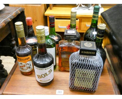 Ten vintage bottles of assorted sherry, cognac, Tia Maria etc 
