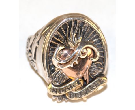 Ring "Heart Breaker", Christian Audigier by Ed Hardy, 925er Silber, ca. 16,2 g, RG 55, Innendurchmesser 17,5 mm