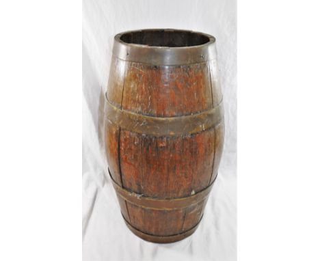 A coopered oak barrel/stick stand, 51.5cm high CONDITION REPORT: Please note - Descriptions do not include condition reports.