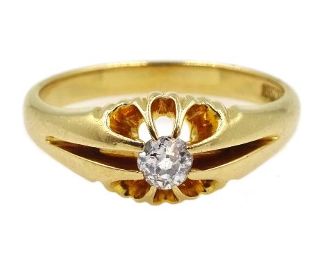 Early 20th century gold single stone old cut diamond ring, stamped 18ct, makers mark H &amp; S, diamond approx 0.10 carat - C