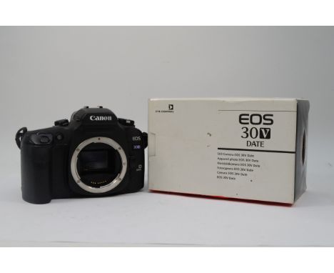 A Canon EOS 30V Date 35mm film camera, with manual, in original box, working 