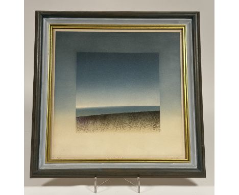 Jean Sombre (French 1948- 2005), "Tout au long de la dune", coloured etching 5/15, signed and titled bellow, in a glazed wood
