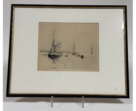 William Lionel Wylie (British 1851-1931), Colchester Sprat Boat, drypoint, signed pencil bottom left, artist label verso, in 