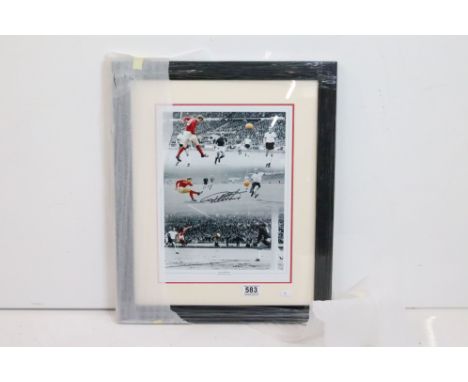 Autographed / Signed Photographic Picture of Sir Geoff Hurst Hat Trick Goals in the England 1966 World Cup Football Final wit