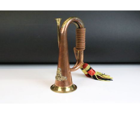 Copper & Brass Parade Bugle with Rope Tassel and Crest Logo