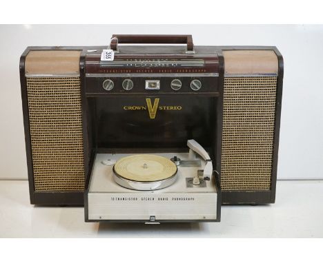 A Crown Stereo Radio &amp; Record Player combination with fold down record player. 