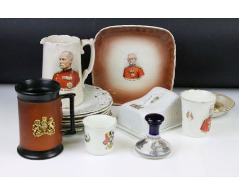 Collection of 19th century onwards military related ceramics, 16 pieces, to include Foley Wileman &amp; Co, featuring Gordon 