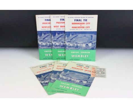 Football Programmes - Six 1950s FA Cup Final programmes to include 1954, 1955, 1956, 1957, 1958 and 1959 plus match ticket fo