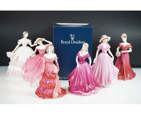 Six porcelain lady figures to include 4 x Coalport (3 x Ladies of Fashion - Jenny, Valerie &amp; Belinda; and ltd edn Olivia 