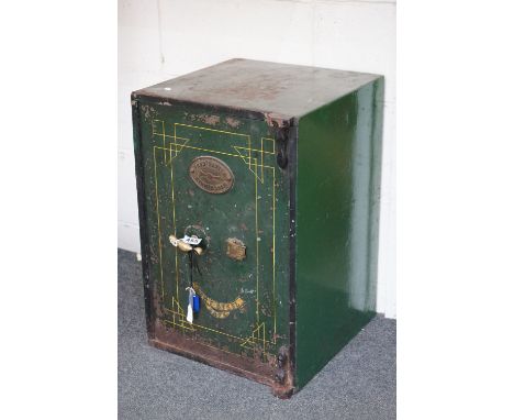 Victorian Bent Steel ' Fred Baxter, Birmingham ' Safe, with single door opening to a fitted compartment with a drawer, with k