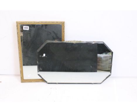 Gilt Framed Rectangular Mirror, 34cm x 46cm together with a 1930's Octagonal Mirror with bevelled edge, 56cm x 35cm` 