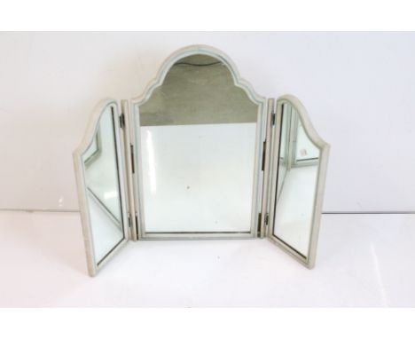 Pale Grey Painted Triptych Dressing Mirror, 68cm high 