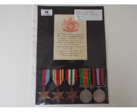 World War Two (WW2) campaign medals - 5440668 Cpl Harry Richard Wire, 1939-1945 Star, Africa Star, Italy Star, Defence medal 