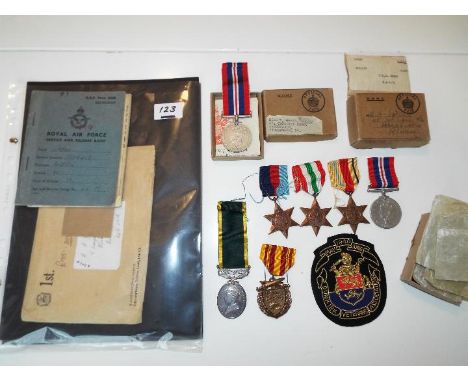 World War Two (WW2) campaign medals - S Sgt H R H Green, 1939-1945 Star, Africa Star, Italy Star and War medal, also an Effic